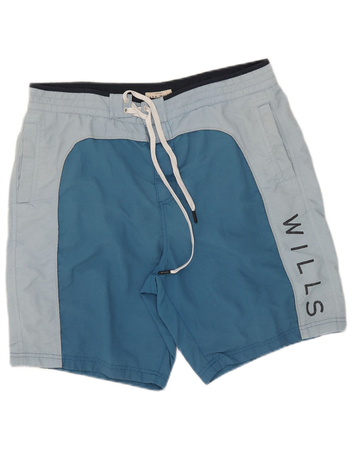 Shorts de natação masculino Jack Wills gráfico médio azul colorblock