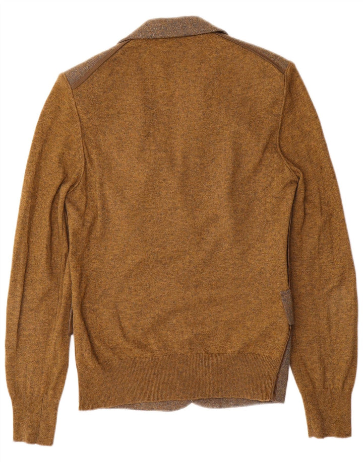 Jaqueta blazer de malha feminina Silvian Heach Reino Unido 12 bloco colorido marrom médio
