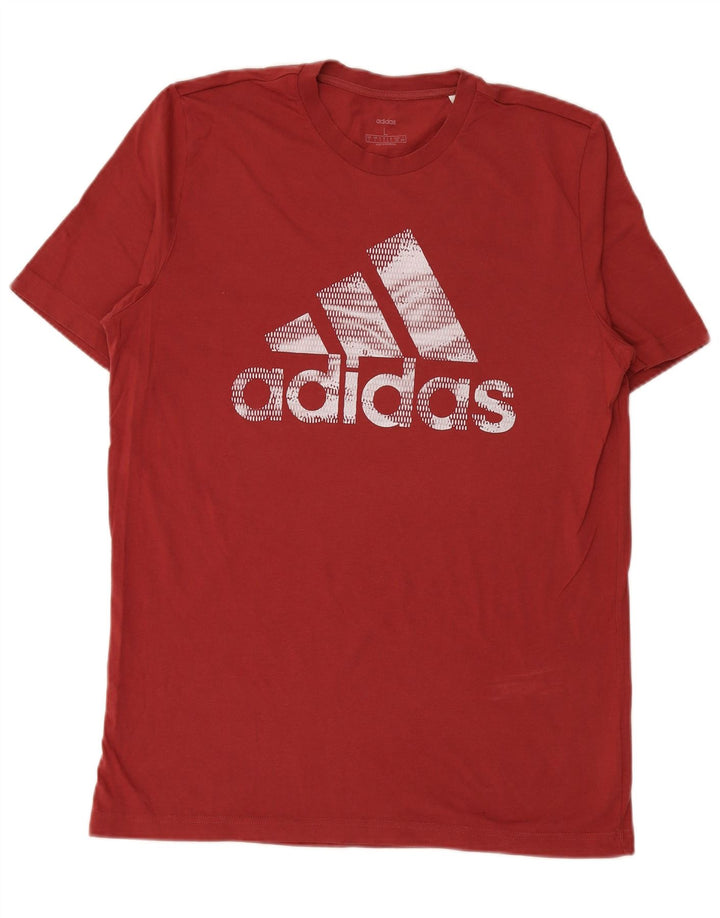 ADIDAS Mens Graphic T-Shirt Top Grande Algodão Vermelho