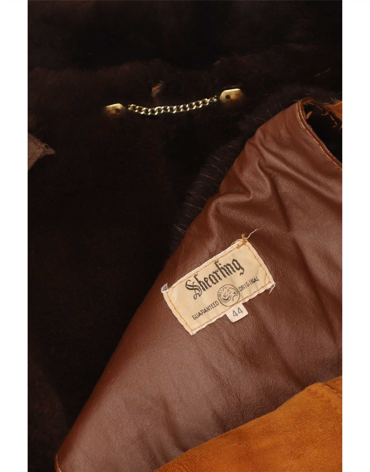 Casaco feminino vintage oversized shearling IT 44 marrom médio