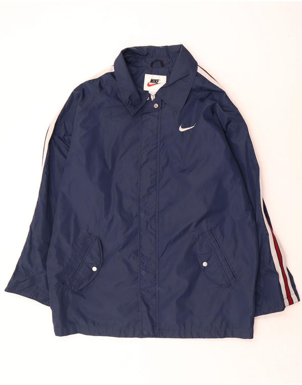 Jaqueta de chuva masculina Nike UK 42 XL azul marinho listrado nylon