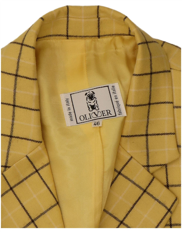 Jaqueta blazer feminina de 3 botões Oliver By Valentino IT 46 xadrez amarelo grande