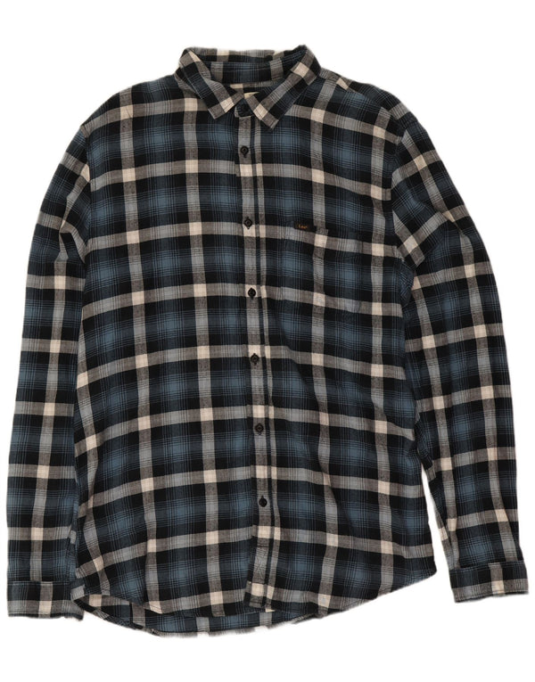 Camisa masculina de flanela Lee Regular Fit XL azul xadrez