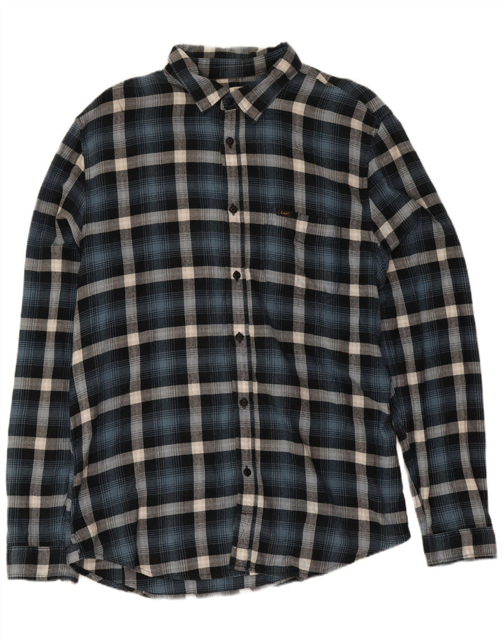 Camisa masculina de flanela Lee Regular Fit XL azul xadrez