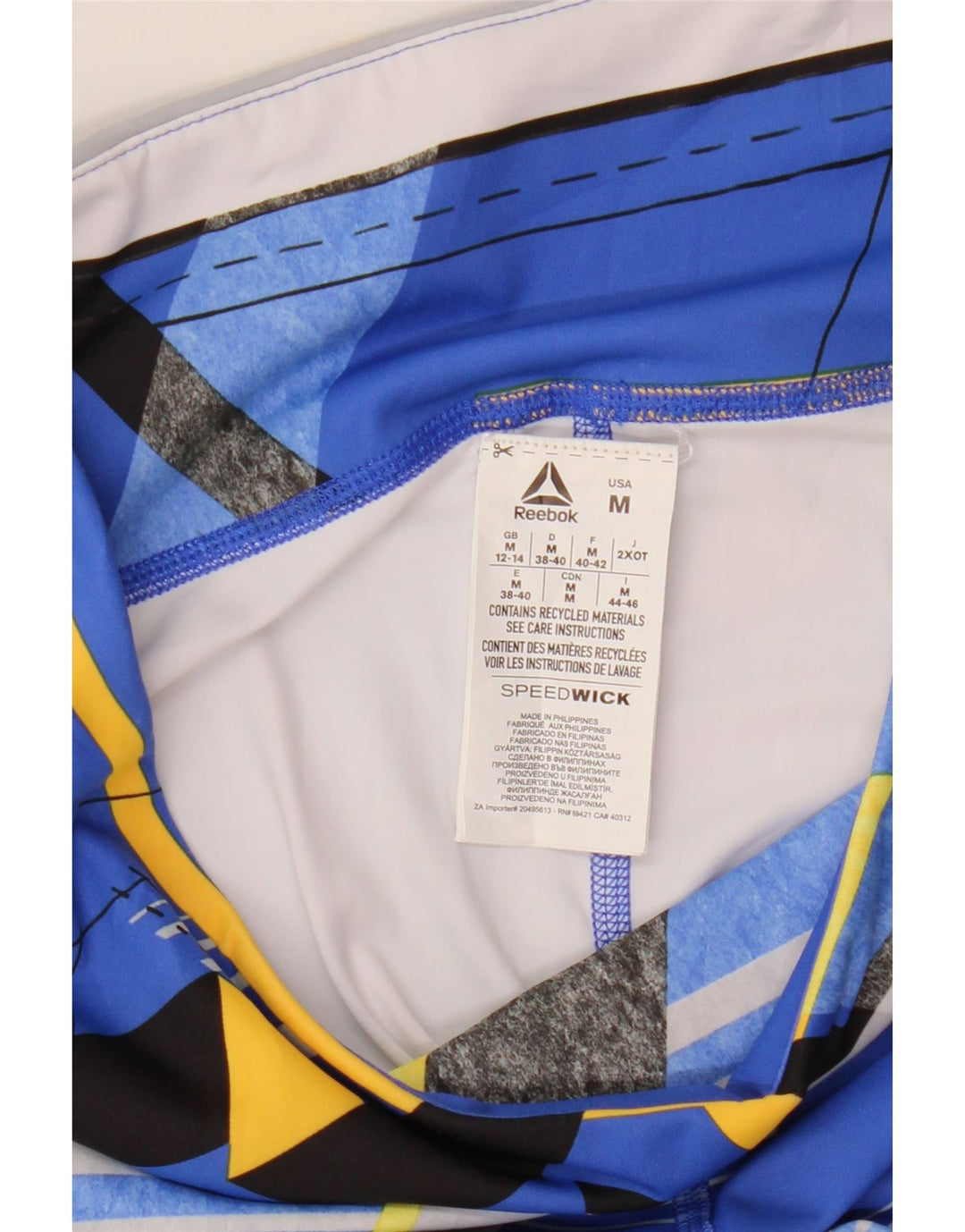 Leggings femininos REEBOK UK 12/14 poliéster geométrico azul médio