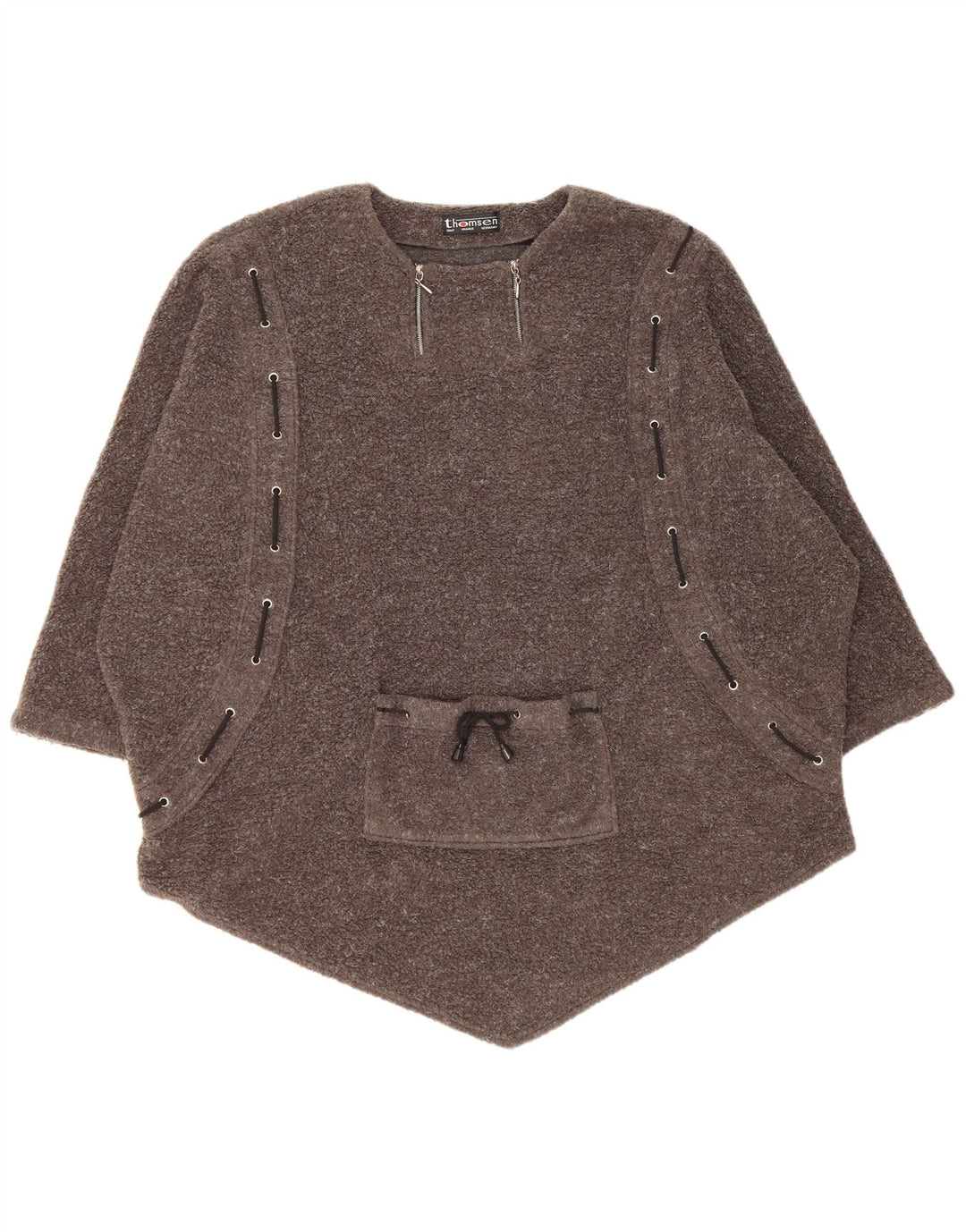 Suéter feminino VINTAGE com gola canoa grande Reino Unido 14 cinza médio