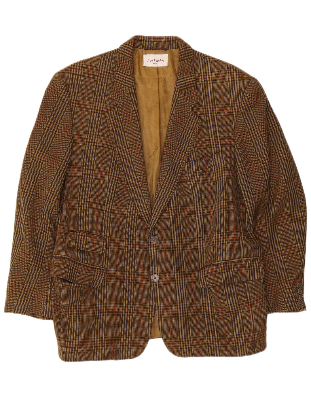 Jaqueta blazer masculina Pierre Cardin com 2 botões Reino Unido 40 grande marrom houndstooth