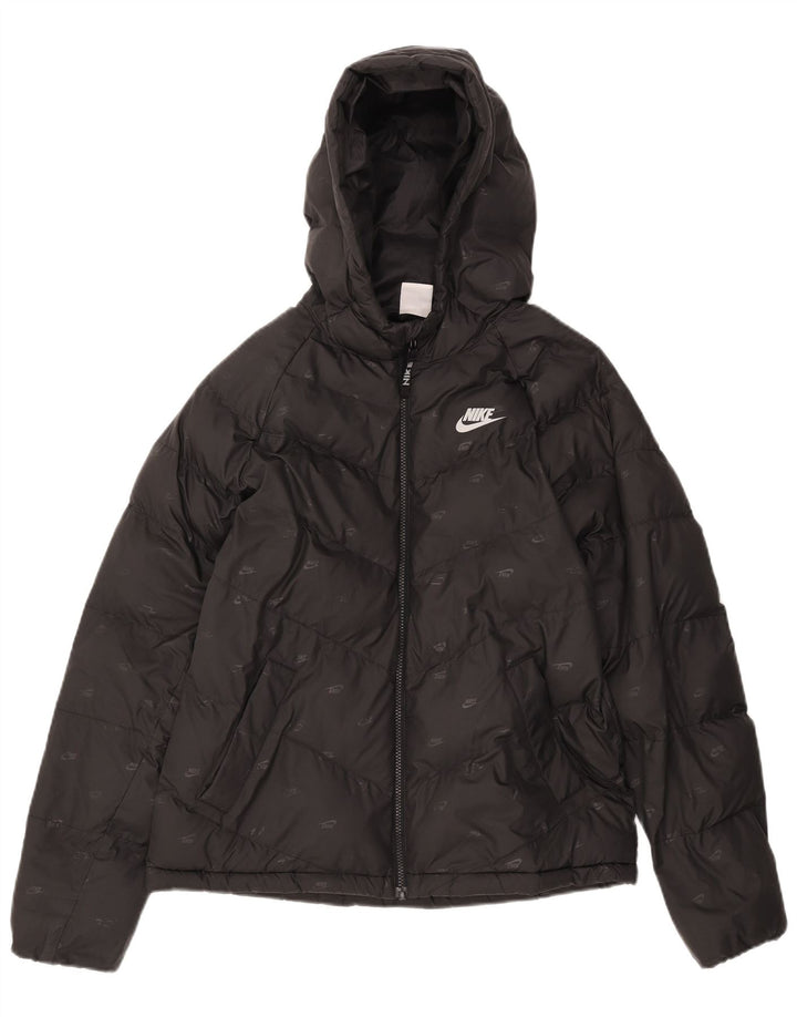 Jaqueta acolchoada com capuz gráfico Nike Boys 13-14 anos XL preto poliéster