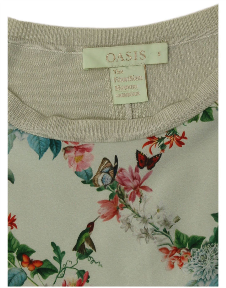 Blusa feminina Oasis UK 10 pequena floral verde