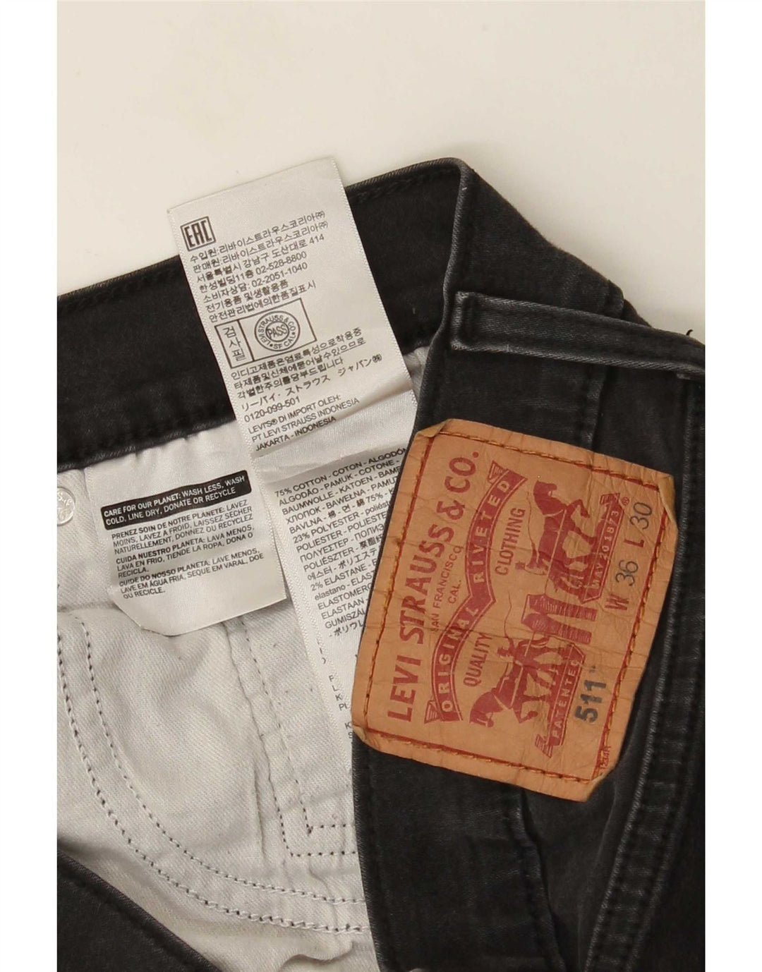 Levi's Masculino 511 Slim Jeans W36 L30 Algodão Preto