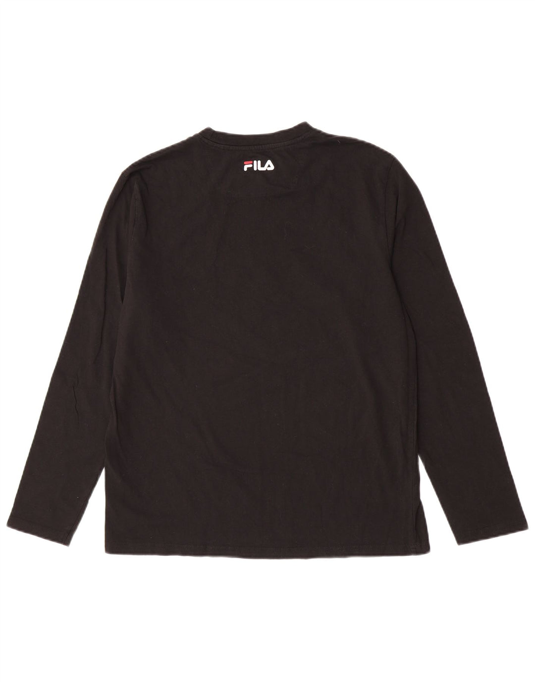 Fila Mens Graphic Top Manga Longa Grande Algodão Preto