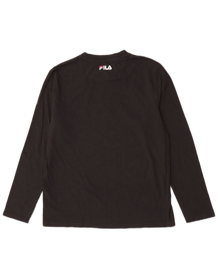 Fila Mens Graphic Top Manga Longa Grande Algodão Preto
