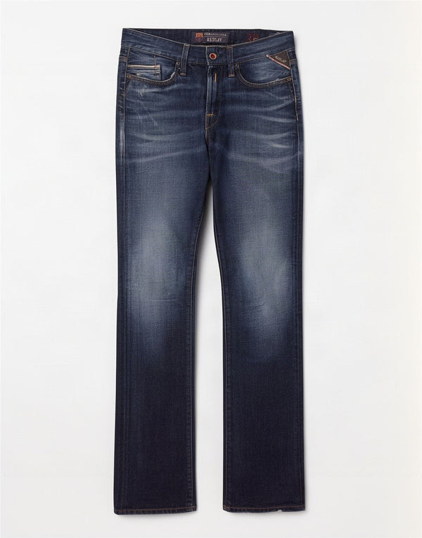 Replay Mens Waitom Straight Jeans W30 L34 Azul Marinho Algodão