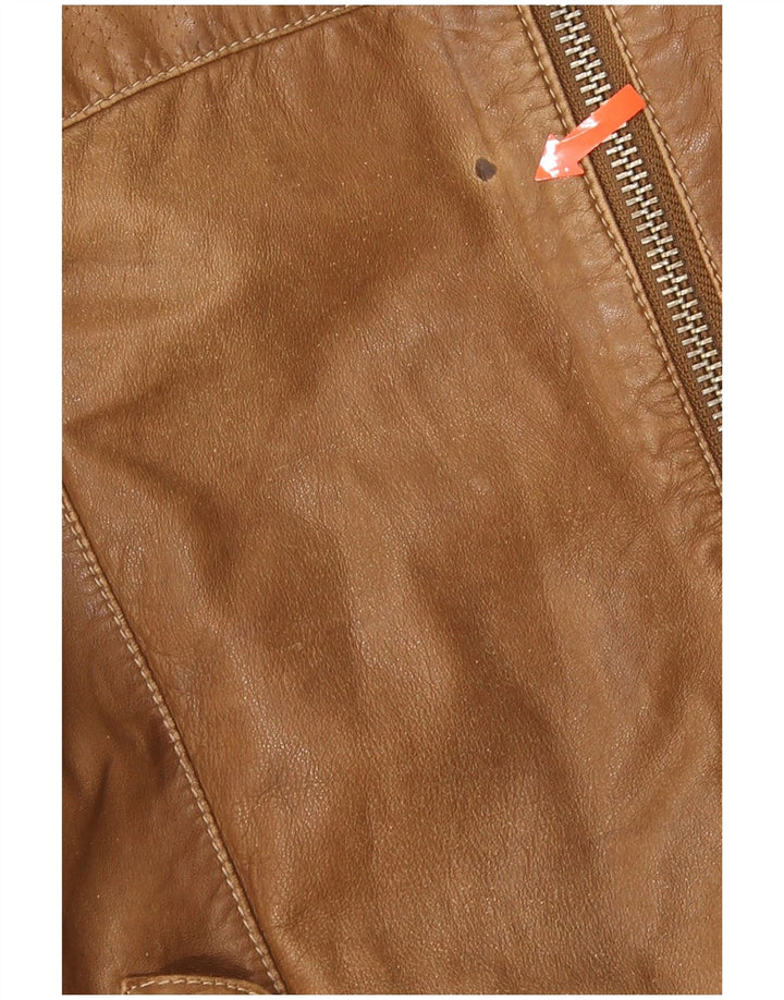 Jaqueta de couro masculina Trussardi Jeans UK 38 couro marrom médio