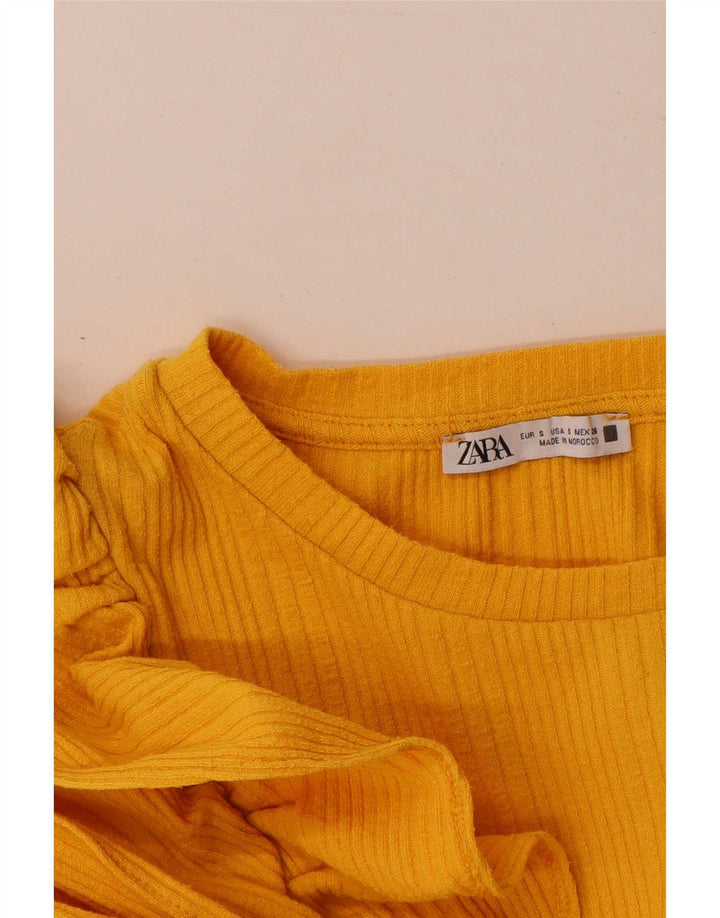Zara Blusa Feminina Top UK 10 Pequena Amarela