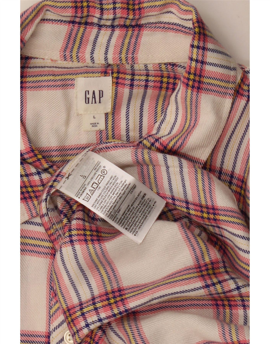 Camisa feminina de flanela GAP Reino Unido 16 grande rayon xadrez bege