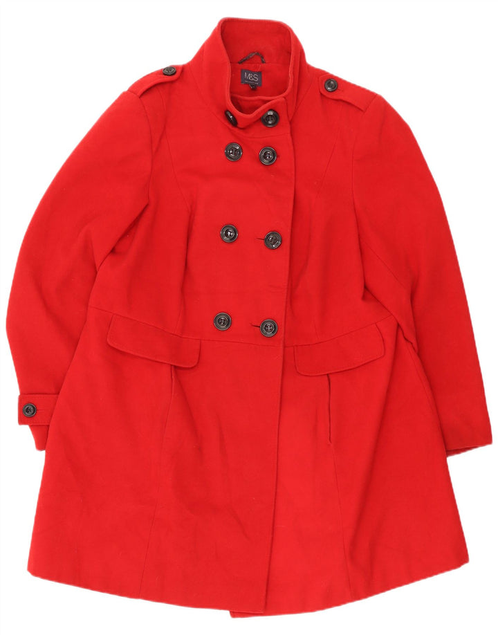 Casaco feminino Marks & Spencer com peito duplo militar UK 20 2XL vermelho
