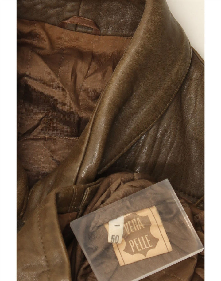 Jaqueta de couro masculina vintage IT 50 grande couro marrom