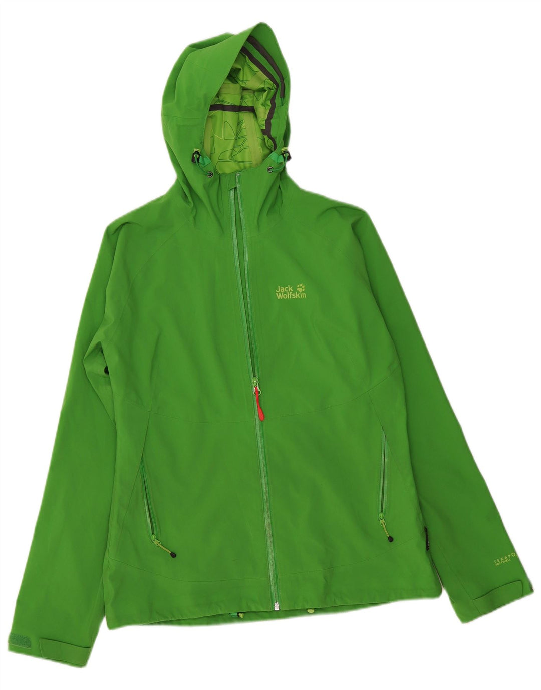 Jaqueta de chuva feminina com capuz Jack Wolfskin Reino Unido 12/14 poliéster verde médio