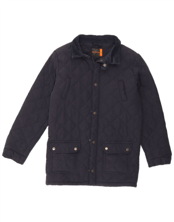 Jaqueta acolchoada masculina Ben Sherman 11-12 anos azul marinho algodão clássico