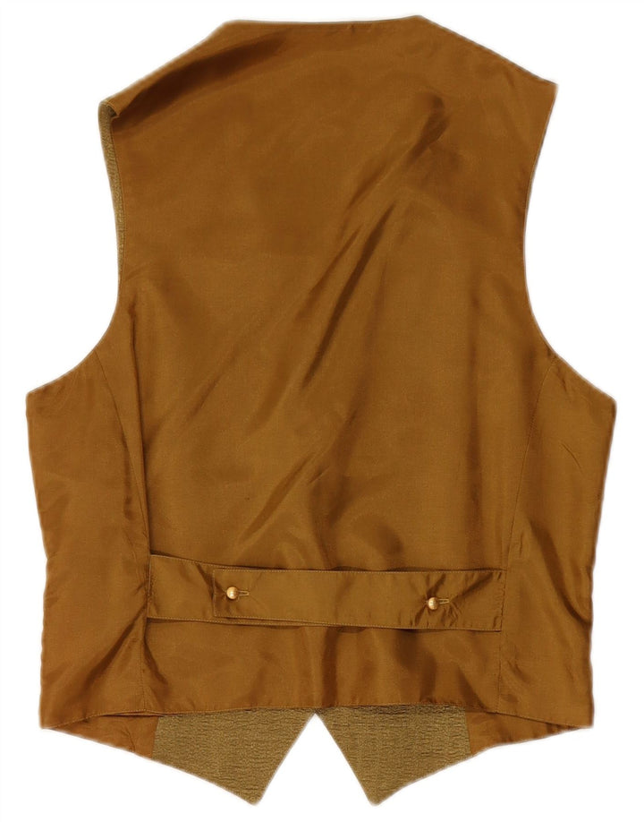 Colete feminino VINTAGE UK 14 poliéster floral cáqui médio