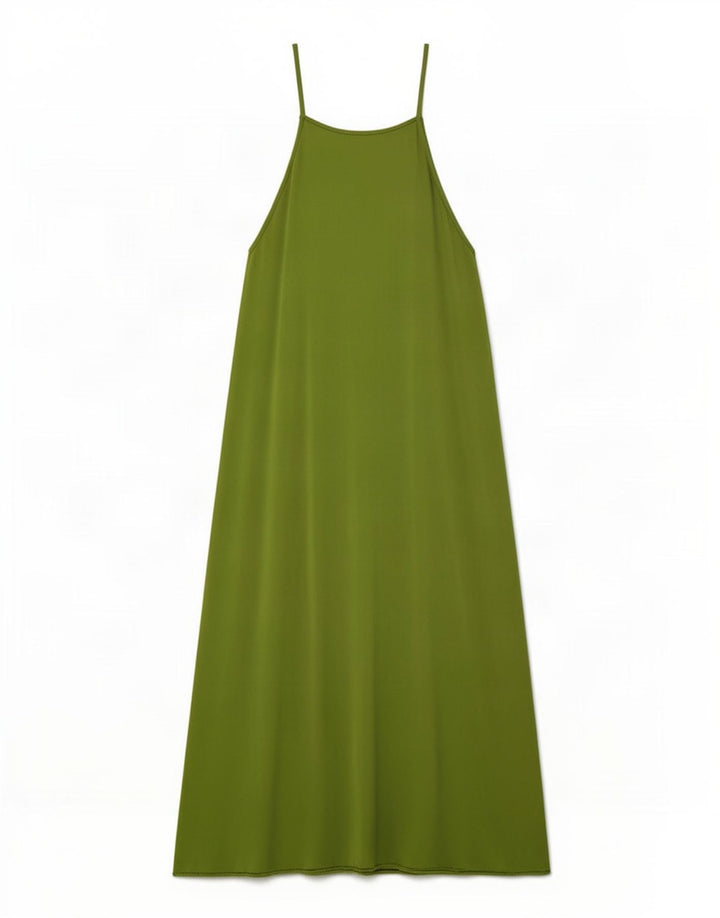 Vestido maxi feminino sem mangas Zara Reino Unido 12 viscose verde médio