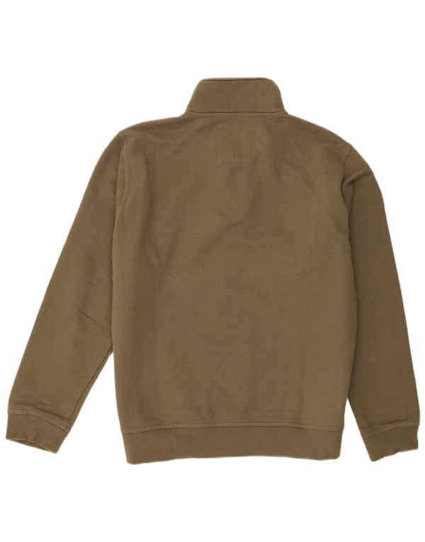 Crew Clothing Mens Zip Neck Moletom Jumper XL Algodão Cáqui