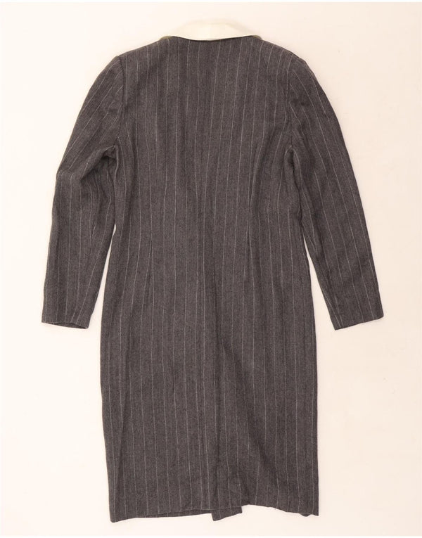 Vestido camisa feminino de manga comprida Luisa Spagnoli Reino Unido 14 listrado cinza grande