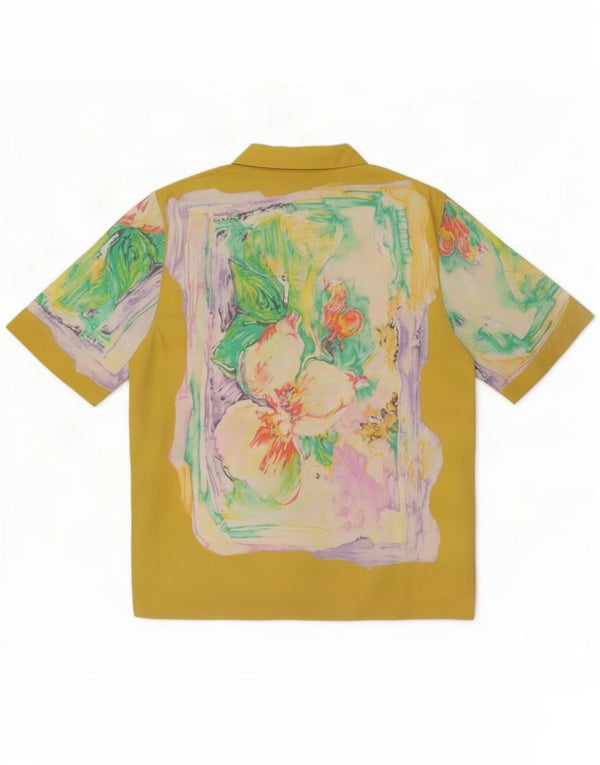 Blusa feminina vintage oversized UK 10 pequena viscose floral amarela