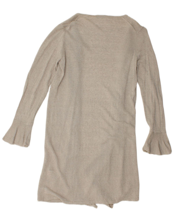 Suéter cardigã feminino Longline Marks & Spencer Reino Unido 12 linho bege médio