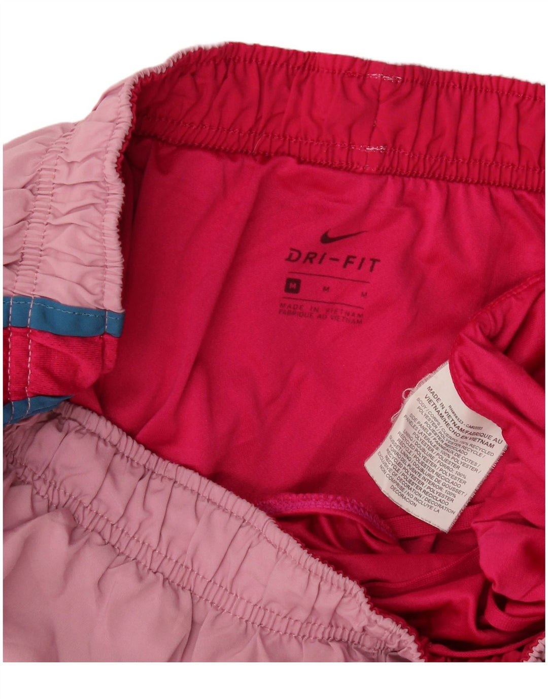 Shorts esportivos femininos Nike Dri Fit UK 12 poliéster colorblock rosa médio