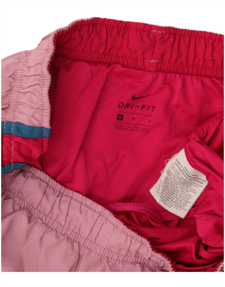 Shorts esportivos femininos Nike Dri Fit UK 12 poliéster colorblock rosa médio