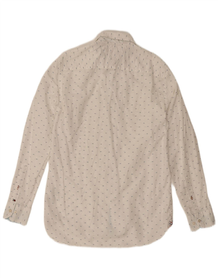 Camisa masculina Tommy Hilfiger pequena algodão manchado branco