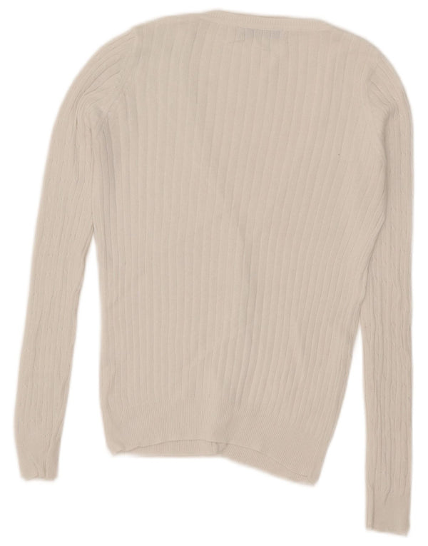 Suéter cardigã feminino Zara Reino Unido 10 pequeno algodão branco