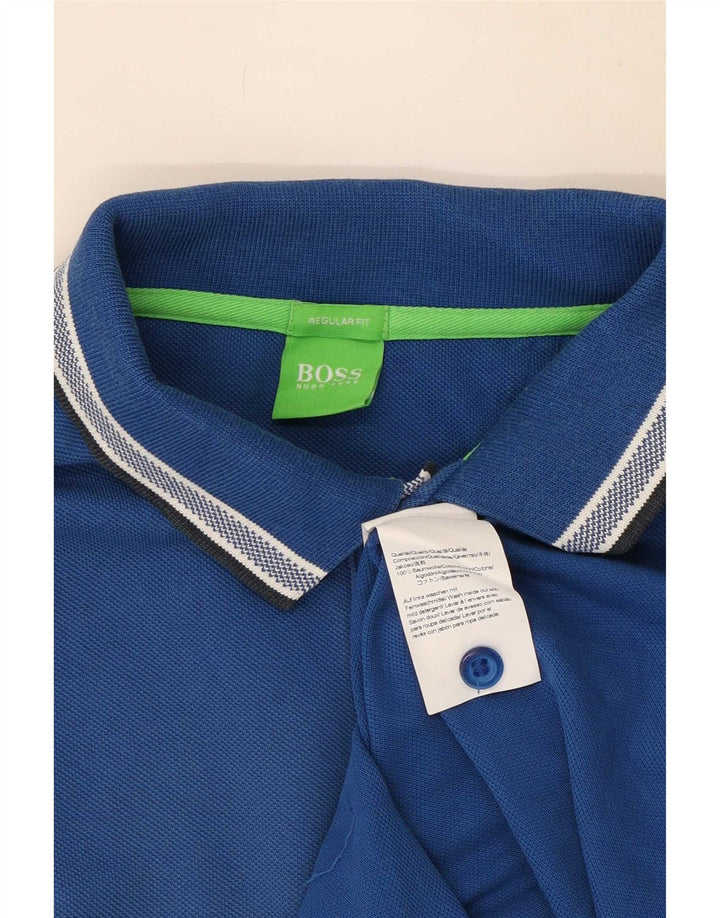 Camisa polo masculina Hugo Boss Regular Fit algodão azul médio