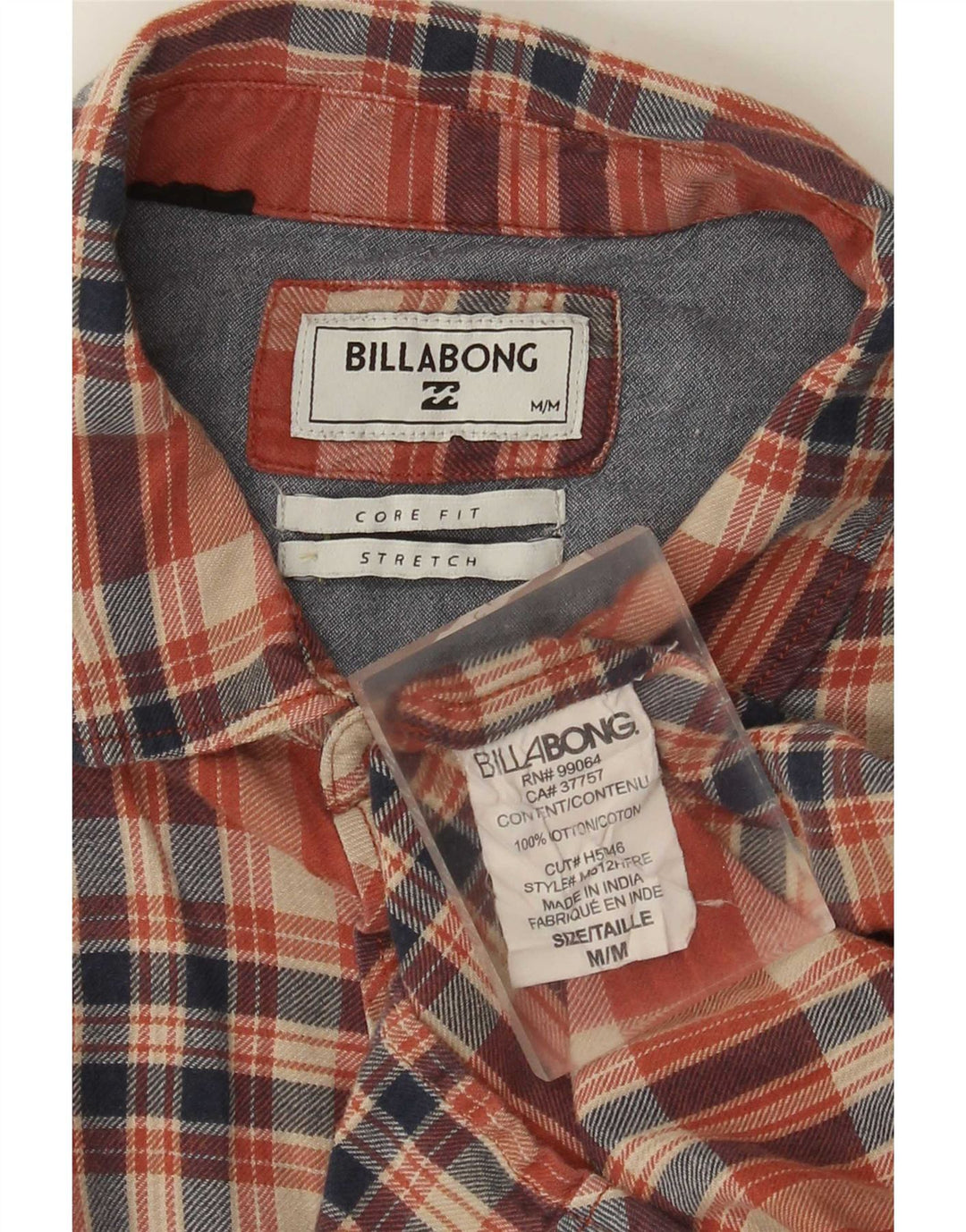 Camisa masculina de flanela Billabong Core Fit médio vermelho xadrez algodão