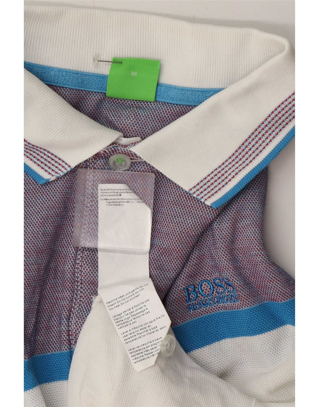 Camisa polo masculina Hugo Boss médio branco colorblock algodão