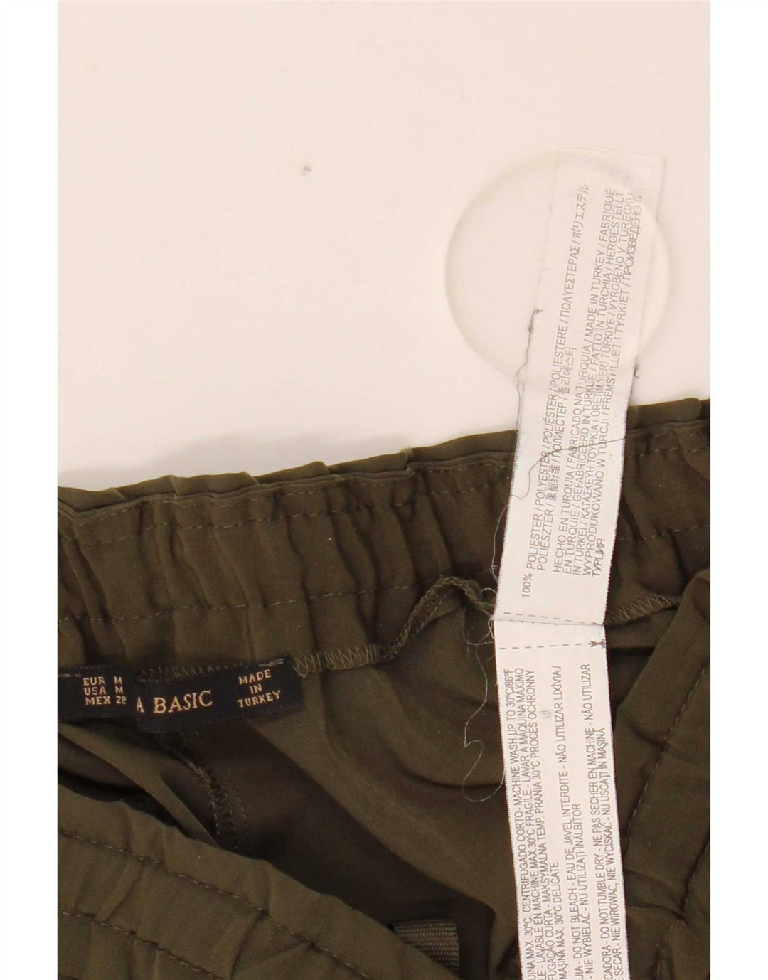 Zara Calça feminina casual cônica média W28 L27 poliéster cáqui