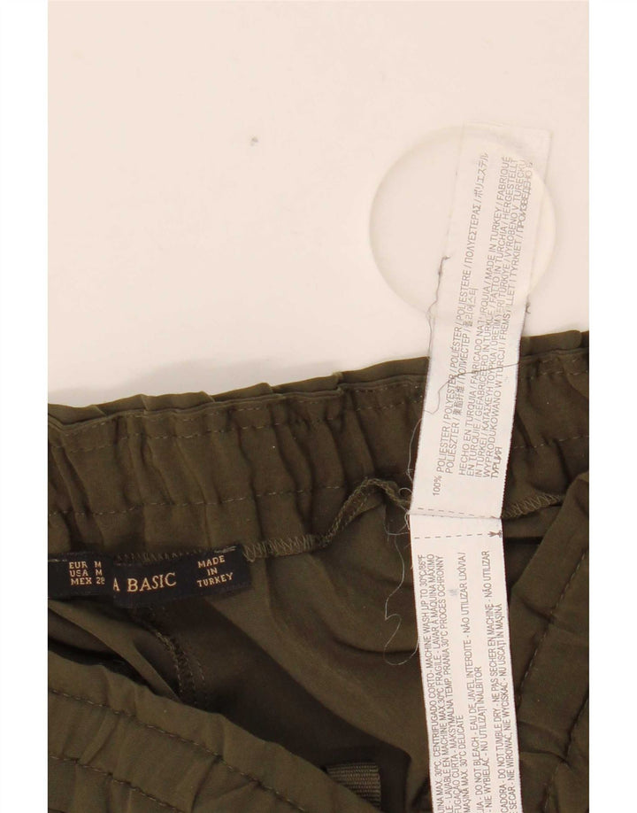 Zara Calça feminina casual cônica média W28 L27 poliéster cáqui