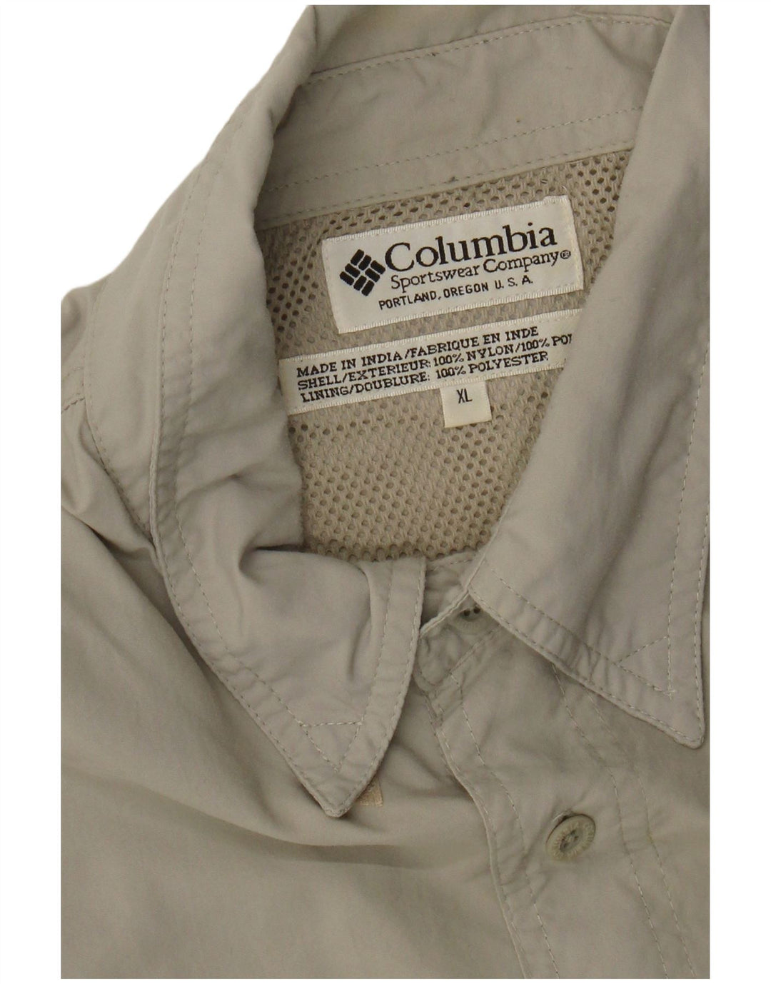 Camisa masculina de manga curta Columbia XL cáqui nylon
