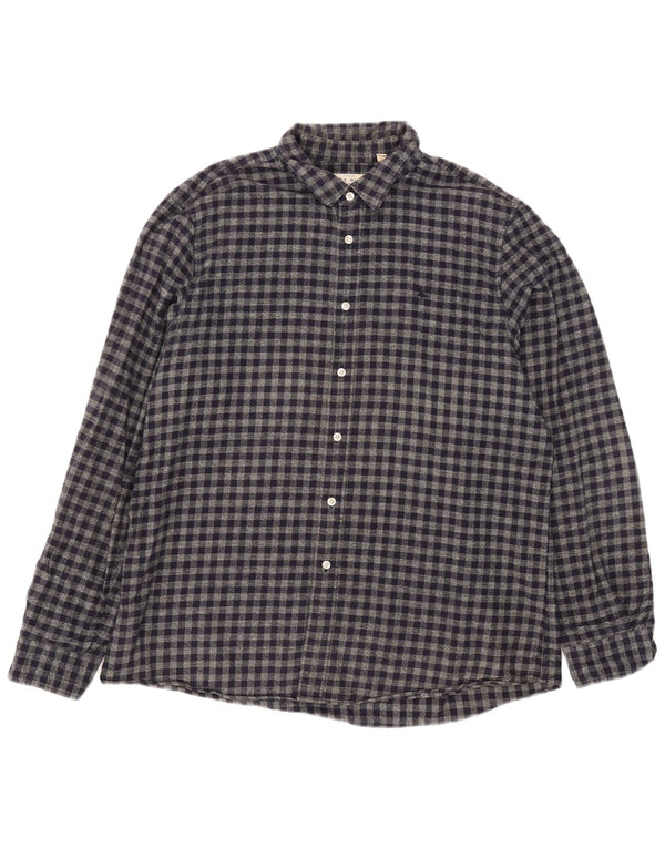 Camisa masculina de flanela Jack Wills Classic Fit XL azul marinho algodão guingão