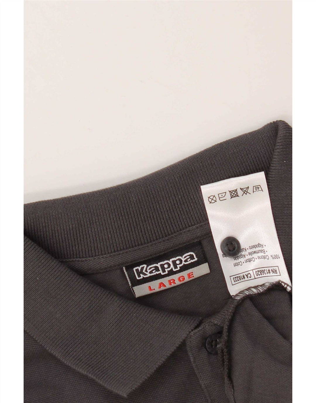 Camisa polo masculina de manga comprida Kappa grande algodão cinza