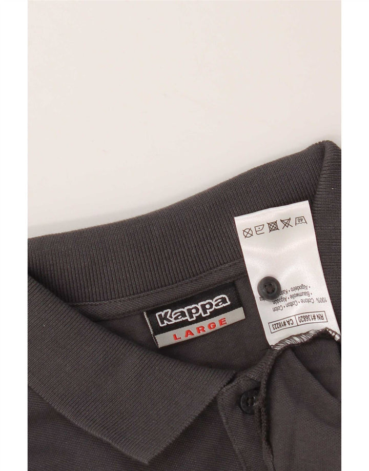Camisa polo masculina de manga comprida Kappa grande algodão cinza