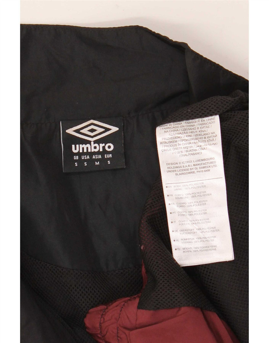 Jaqueta masculina de agasalho gráfico da Umbro, pequena, marrom, colorblock, poliéster