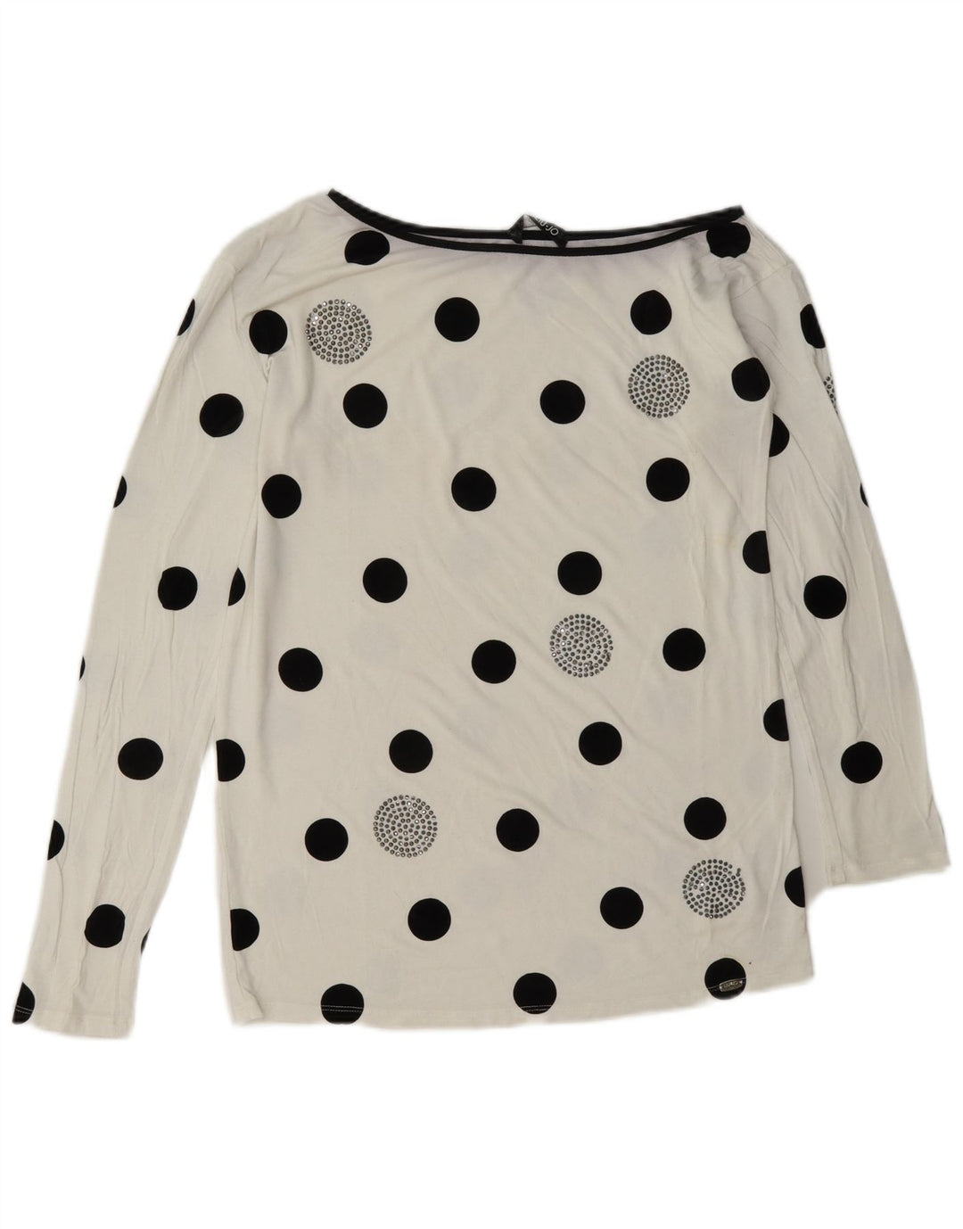 Liu Jo Top feminino manga comprida IT 42 médio branco bolinhas viscose