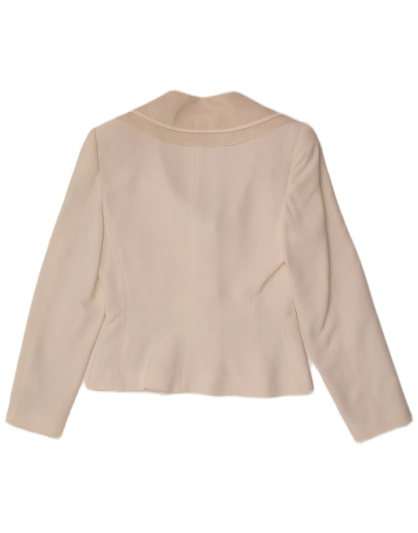 Byblos Womens 3 Button Blazer Jacket IT 42 Medium White Acetate