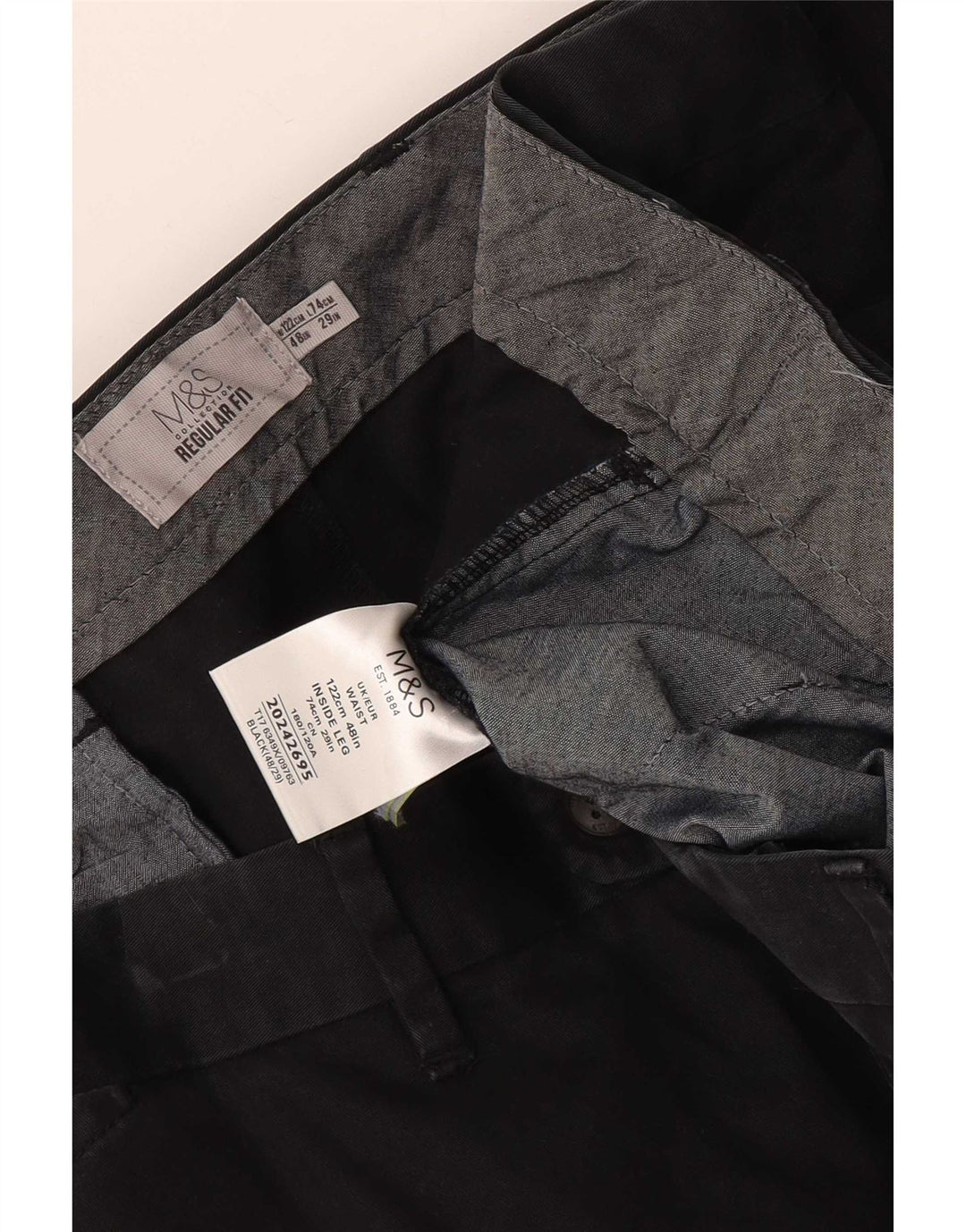 Shorts Chino Masculino Regular Fit da Marks & Spencer W48 4XL Algodão Preto