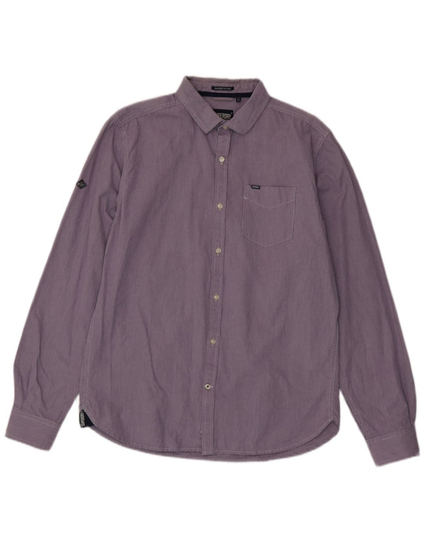 Camisa masculina Superdry XL roxo risca de giz algodão