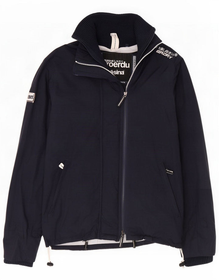 Superdry Mens Windcheater Rain Jacket UK 38 Medium Navy Blue Colorblock