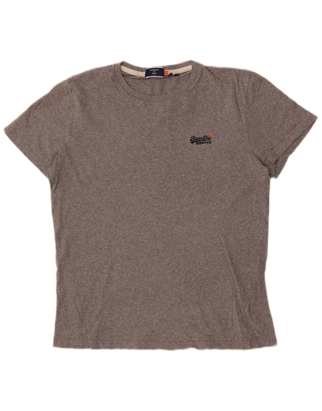 Camiseta masculina Superdry Top grande algodão manchado cinza